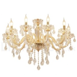 Gold Chandelier with Clear Crystal Candle Chandelier