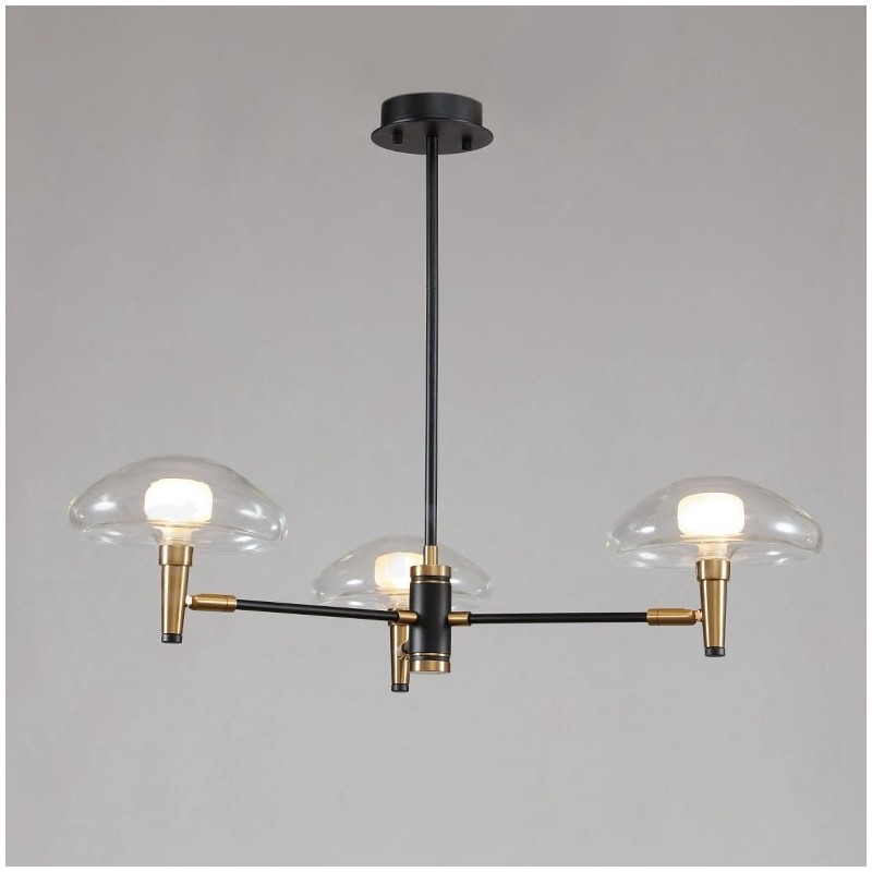 3 Light Mini Style Uplight Electroplated Painted Finish Chandelier with Glass Shades