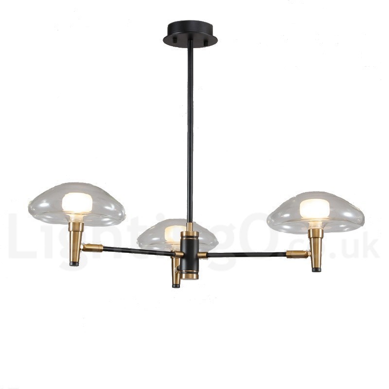 3 Light Mini Style Uplight Electroplated Painted Finish Chandelier with Glass Shades