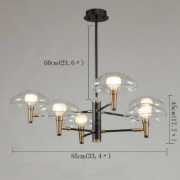 6 Light Uplight Electroplated Painted Finish Chandelier with Glass Shades