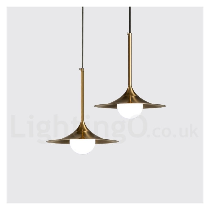 1 Light Industrial Style Gold Mini Style Electroplated Painted Finish Pendant Light with Glass Shade
