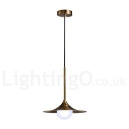 1 Light Industrial Style Gold Mini Style Electroplated Painted Finish Pendant Light with Glass Shade