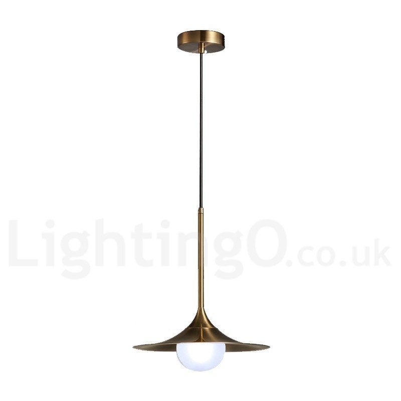 1 Light Industrial Style Gold Mini Style Electroplated Painted Finish Pendant Light with Glass Shade