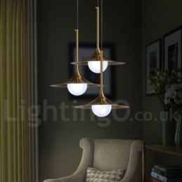1 Light Industrial Style Gold Mini Style Electroplated Painted Finish Pendant Light with Glass Shade