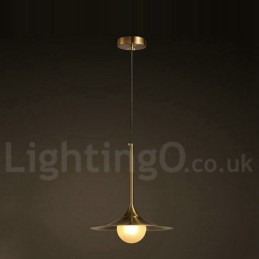 1 Light Industrial Style Gold Mini Style Electroplated Painted Finish Pendant Light with Glass Shade