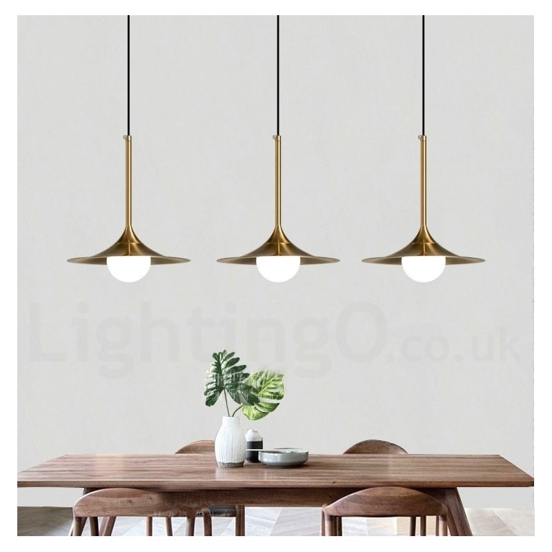 1 Light Industrial Style Gold Mini Style Electroplated Painted Finish Pendant Light with Glass Shade