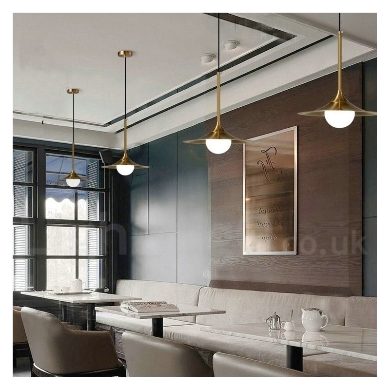 1 Light Industrial Style Gold Mini Style Electroplated Painted Finish Pendant Light with Glass Shade