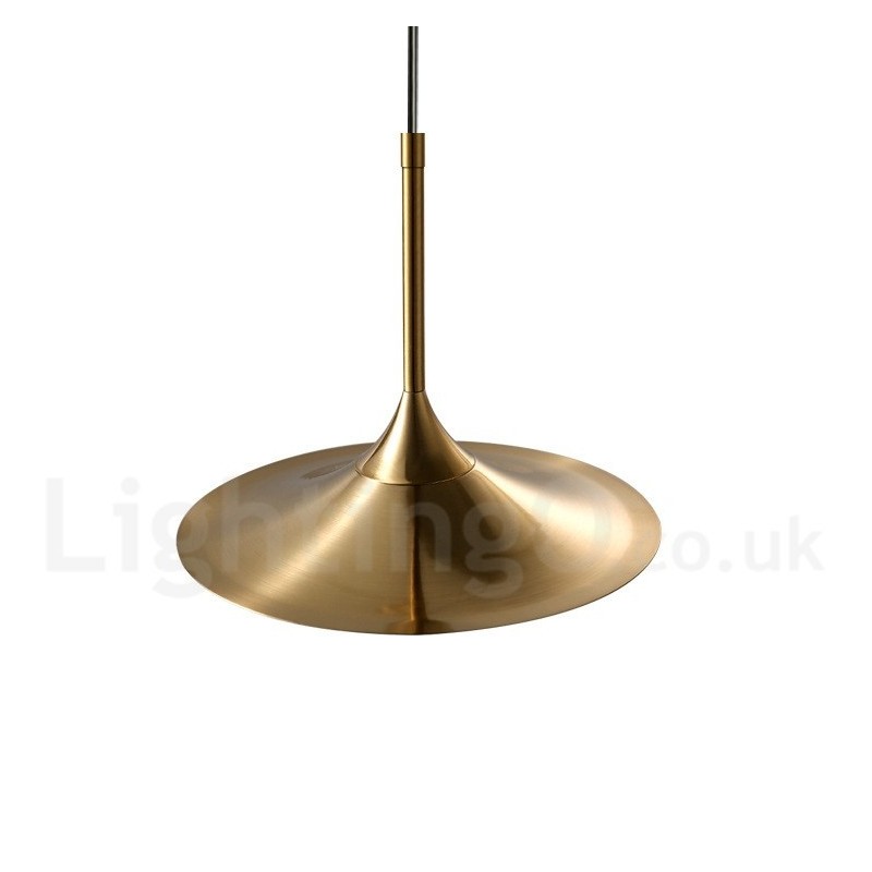 1 Light Industrial Style Gold Mini Style Electroplated Painted Finish Pendant Light with Glass Shade