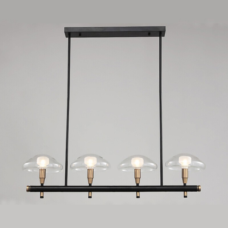 4 Light Linear Uplight Electroplated Painted Finish Chandelier with Glass Shades