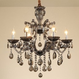 6 Light Grey Crystal Candle Chandelier