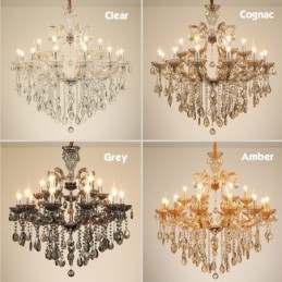 6 Light Grey Crystal Candle Chandelier