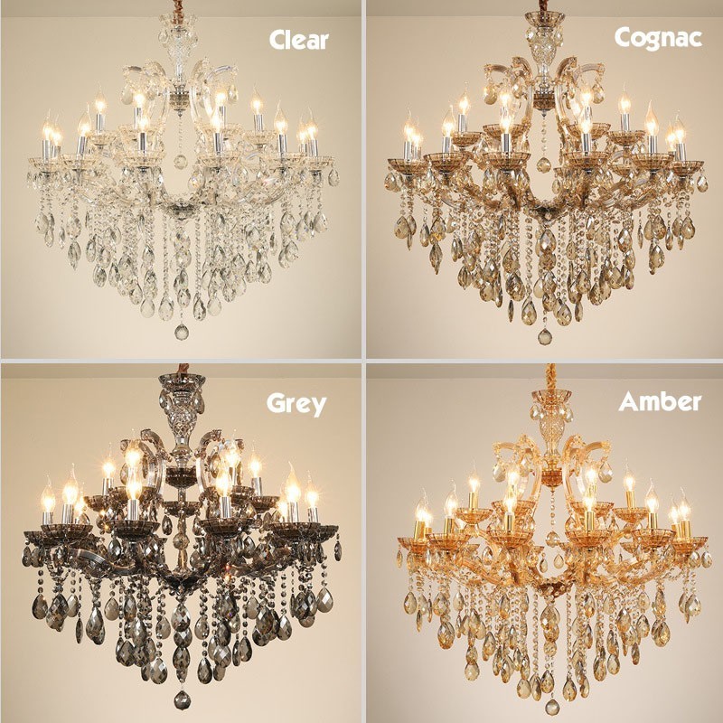 8 Light Amber Crystal Candle Chandelier