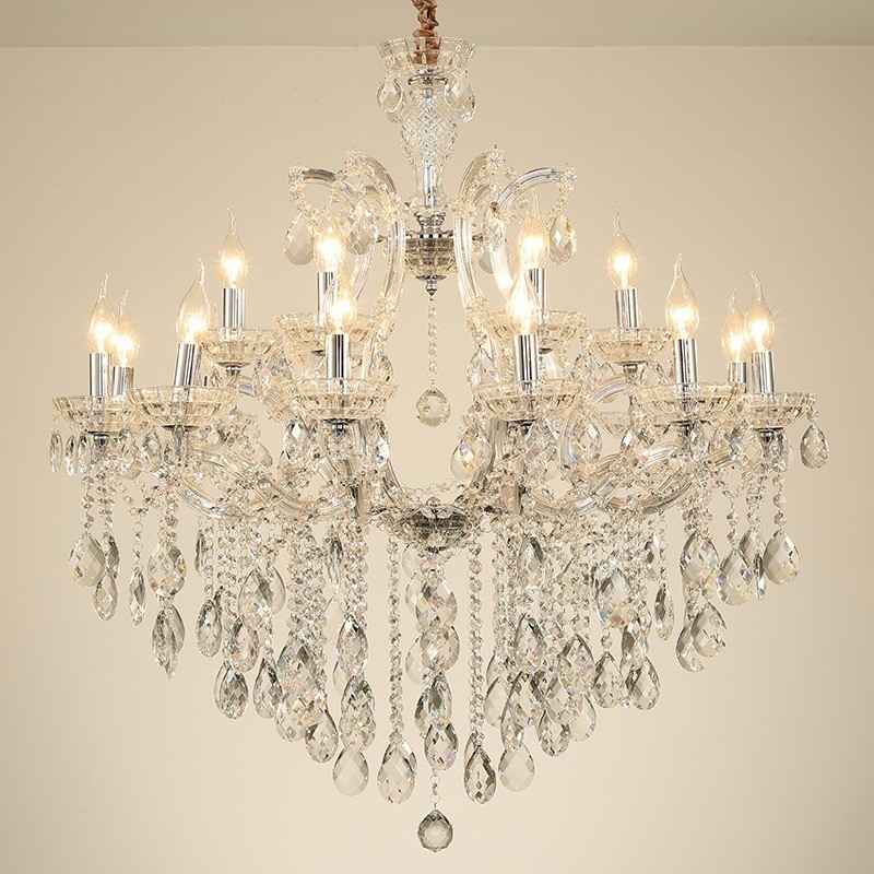 18 (12+6) Light Clear Crystal Candle Chandelier