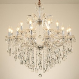 18 (12+6) Light Clear Crystal Candle Chandelier