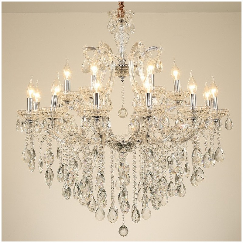 18 (12+6) Light Clear Crystal Candle Chandelier
