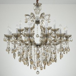 18 (12+6) Light Cognac Crystal Candle Chandelier