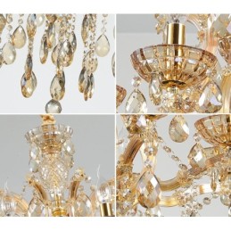 18 (12+6) Light Cognac Crystal Candle Chandelier