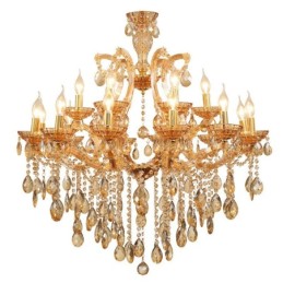 18 (12+6) Light Amber Crystal Candle Chandelier