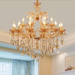 18 (12+6) Light Amber Crystal Candle Chandelier