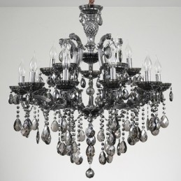 18 (12+6) Light Grey Crystal Candle Chandelier