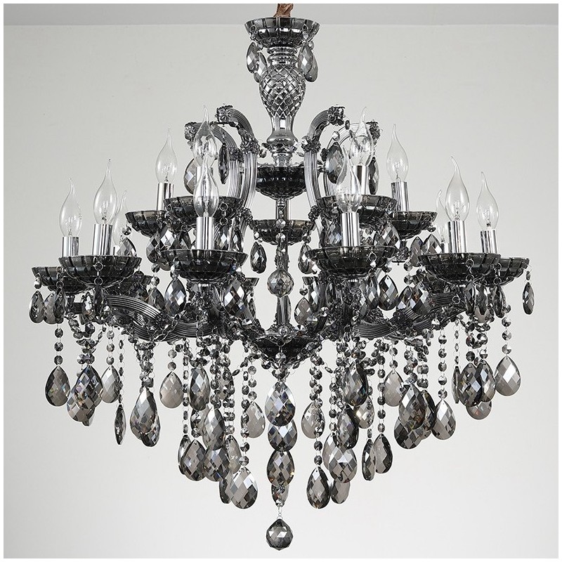 18 (12+6) Light Grey Crystal Candle Chandelier