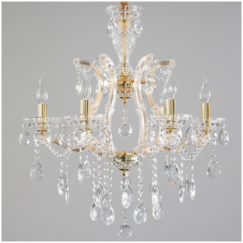 6 Light Gold Crystal Candle Chandelier