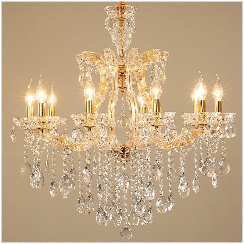 10 Light Gold Crystal Candle Chandelier