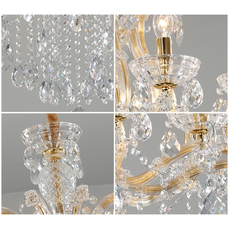 18 (12+6) Light Gold Crystal Candle Chandelier