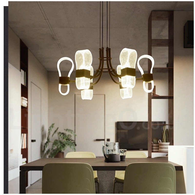 6 Light Nordic Post Modern Design Chandelier with Acrylic Shades