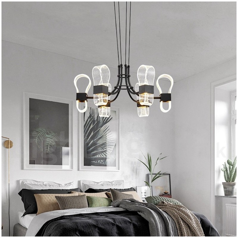 6 Light Nordic Post Modern Design Chandelier with Acrylic Shades
