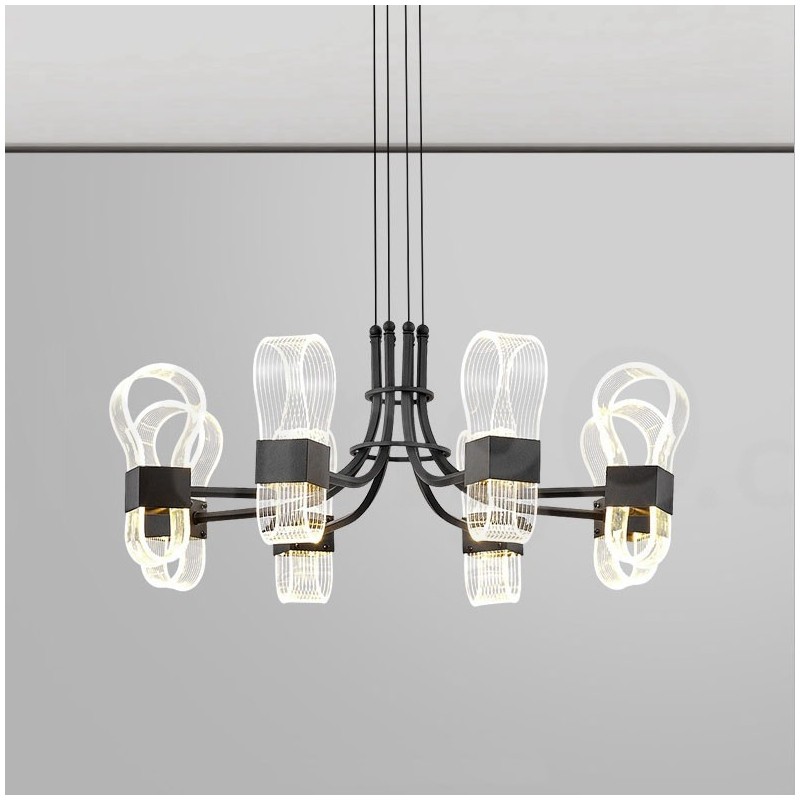 8 Light Nordic Post Modern 2021 Design Chandelier with Acrylic Shades