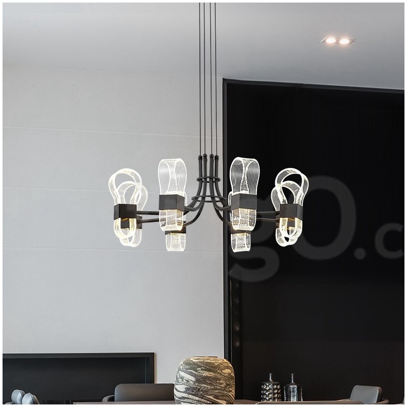 8 Light Nordic Post Modern 2021 Design Chandelier with Acrylic Shades