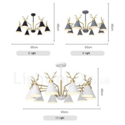 4 Light Nordic Macaron Modern Antlers Chandelier