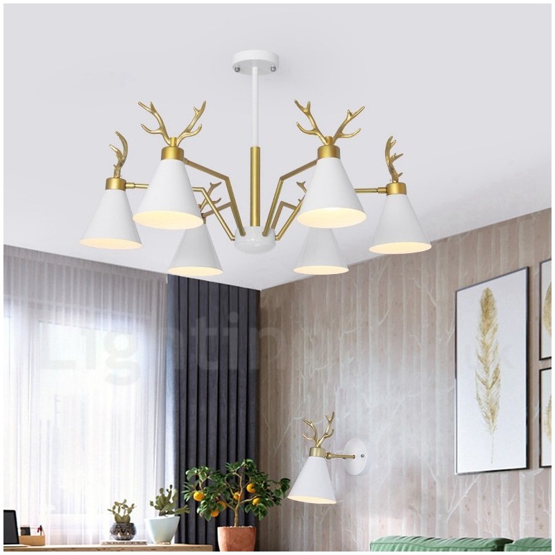 6 Light Nordic Macaron Modern Antlers Chandelier