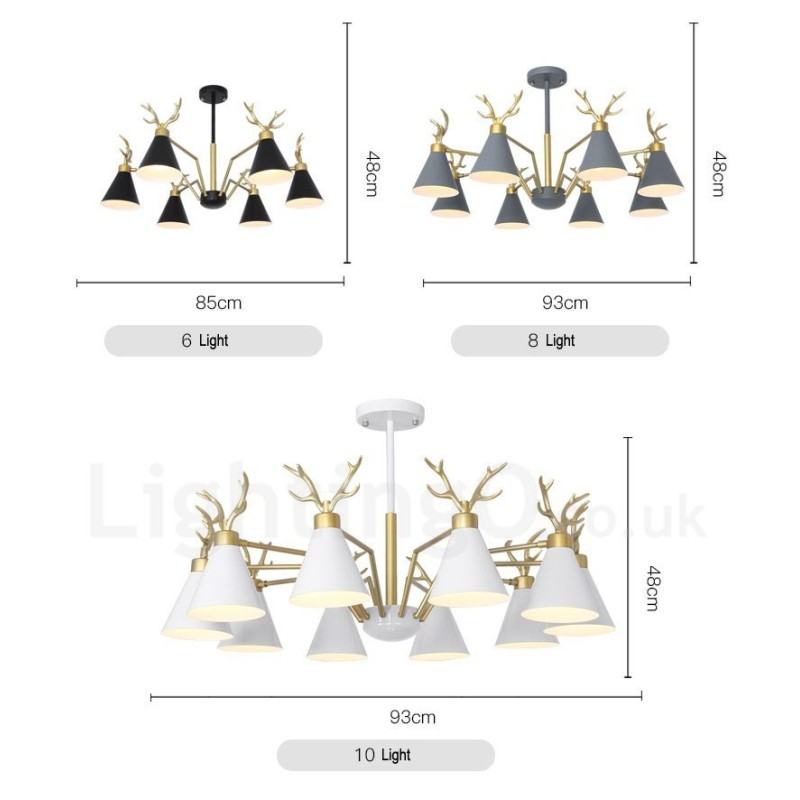 6 Light Nordic Macaron Modern Antlers Chandelier