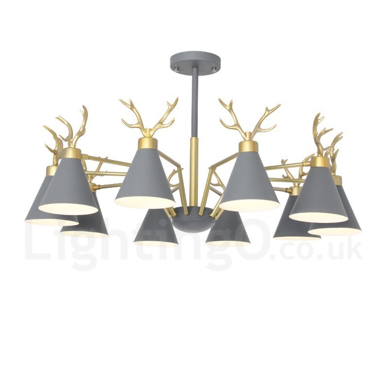 10 Light Nordic Macaron Modern Antlers Chandelier