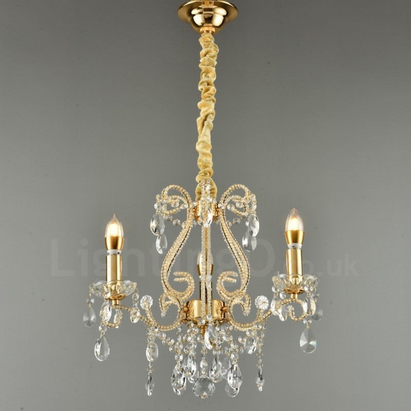 3 Light Gold Silver American Style Crystal Pendant Chandelier Light Store