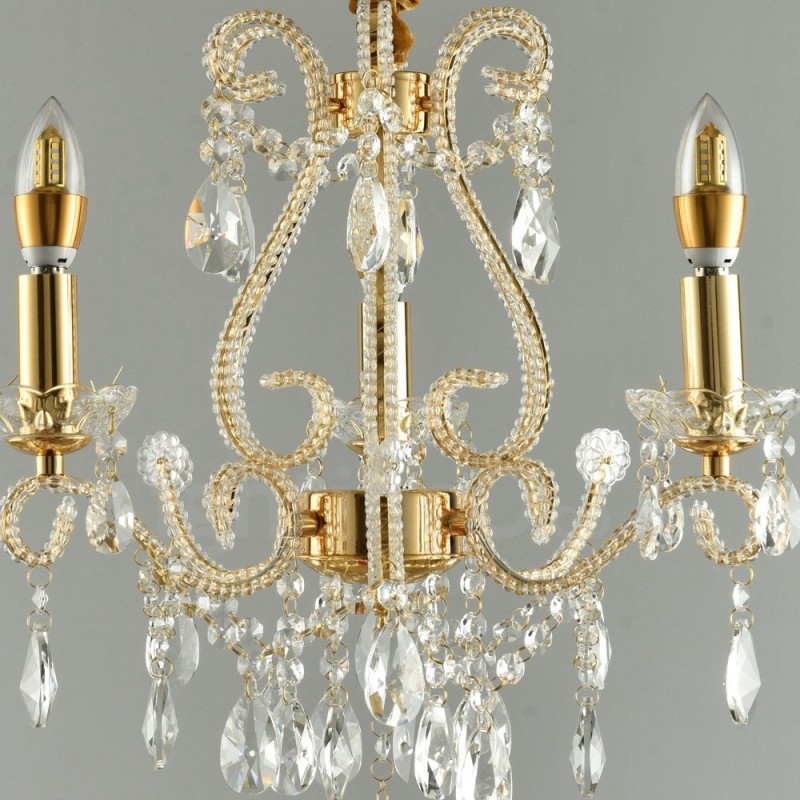3 Light Gold Silver American Style Crystal Pendant Chandelier Light Store