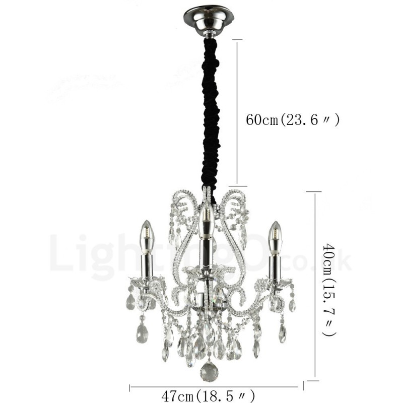 3 Light Gold Silver American Style Crystal Pendant Chandelier Light Store