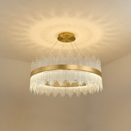 Postmodern Luxury Round Crystal Pendant Light Exhibition Hall