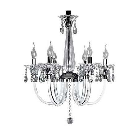 Elegant Crystal Chandelier with 6 Lights in Candle Bulb