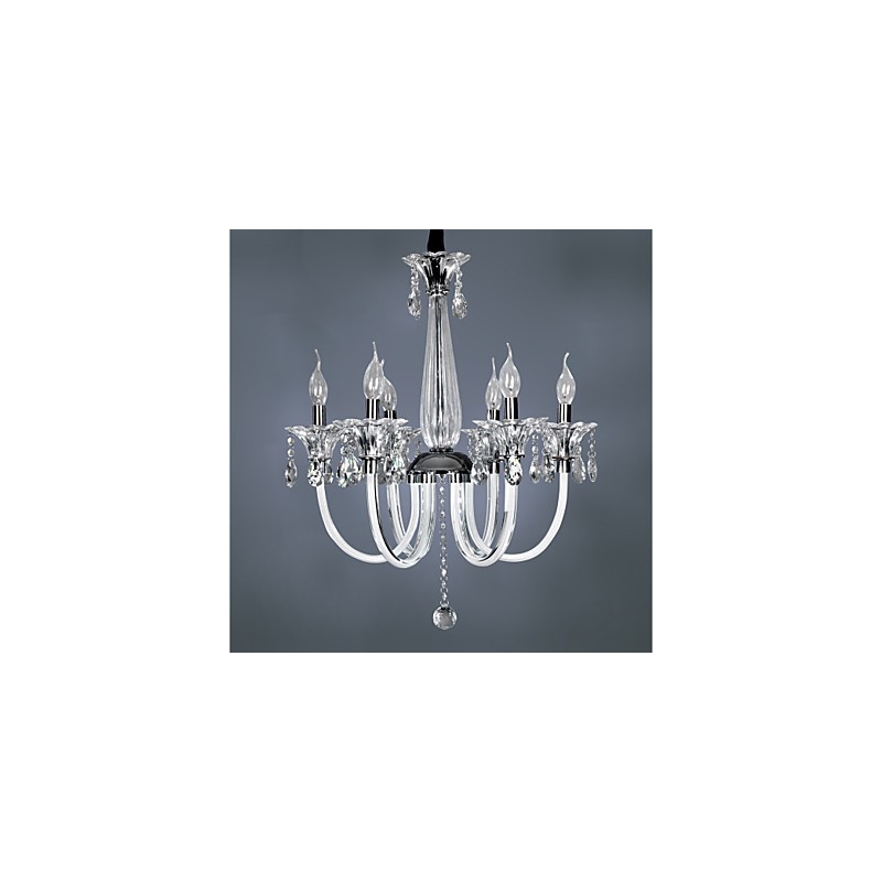 Elegant Crystal Chandelier with 6 Lights in Candle Bulb