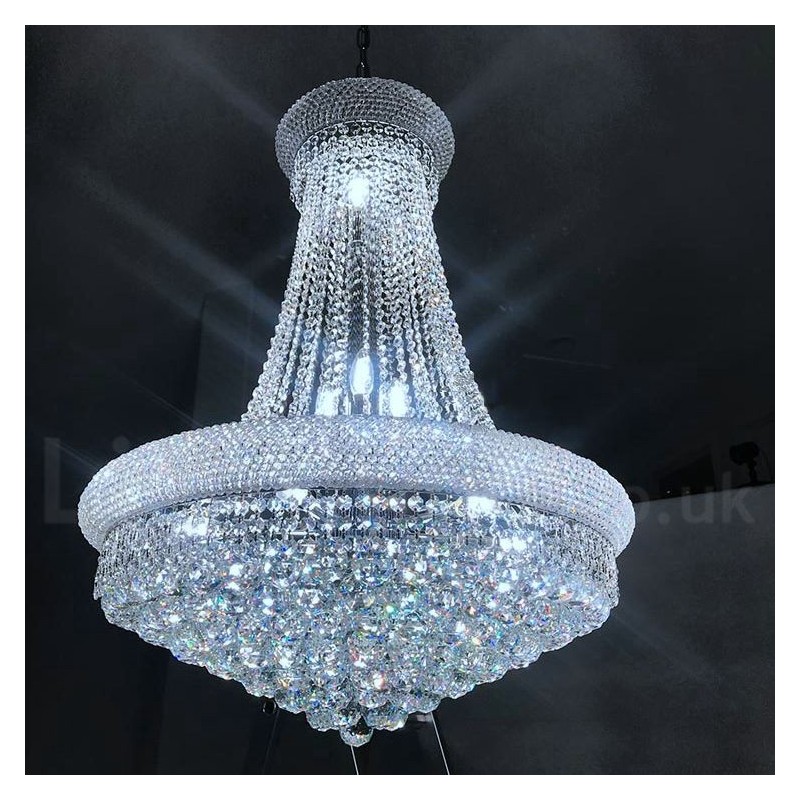 2 Tiers Round Traditional Classic K9 Crystal Metal Chandelier for