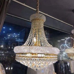 2 Tiers Round Traditional Classic K9 Crystal Metal Chandelier for