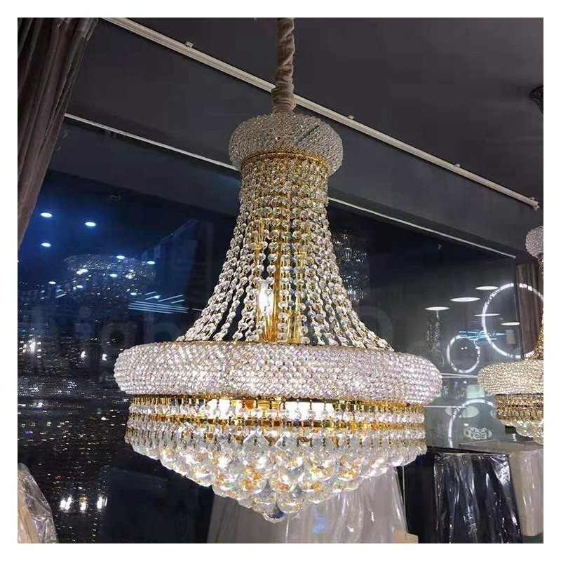 2 Tiers Round Traditional Classic K9 Crystal Metal Chandelier for