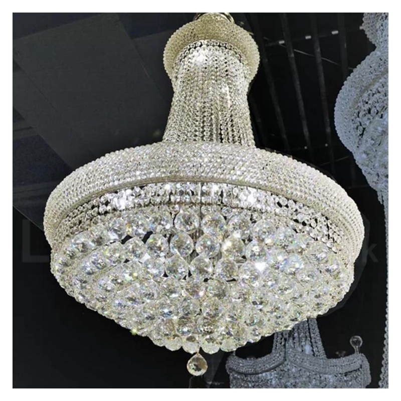 2 Tiers Round Traditional Classic K9 Crystal Metal Chandelier for
