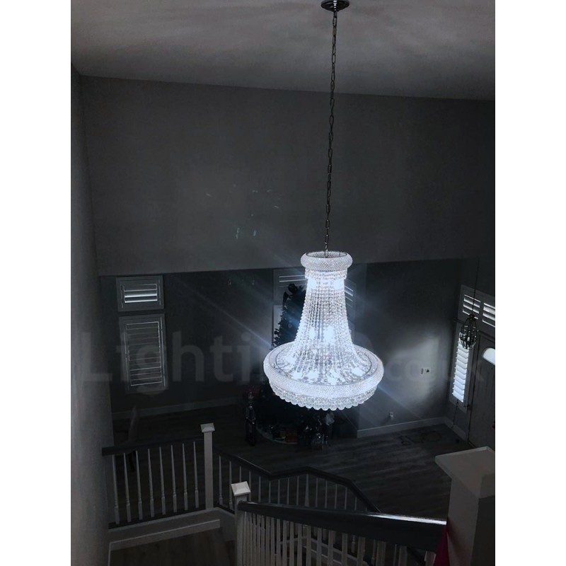 2 Tiers Round Traditional Classic K9 Crystal Metal Chandelier for