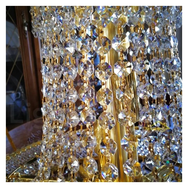 2 Tiers Round Traditional Classic K9 Crystal Metal Chandelier for