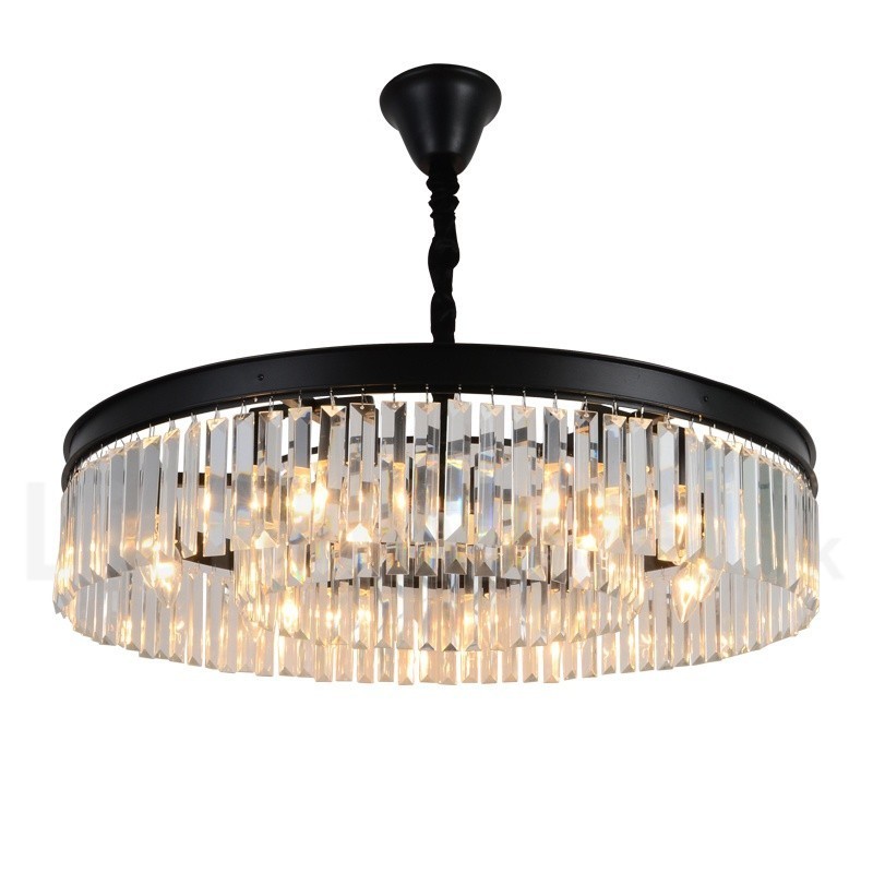 Postmodern Luxury Round K9 Crystal Pendant Chandelier Lights Exhibition Hall
