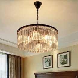 Postmodern Luxury Round K9 Crystal Pendant Chandelier Lights Exhibition Hall